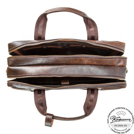 Кожаная мужская сумка-рюкзак "Генри" (коричневый эксклюзив)